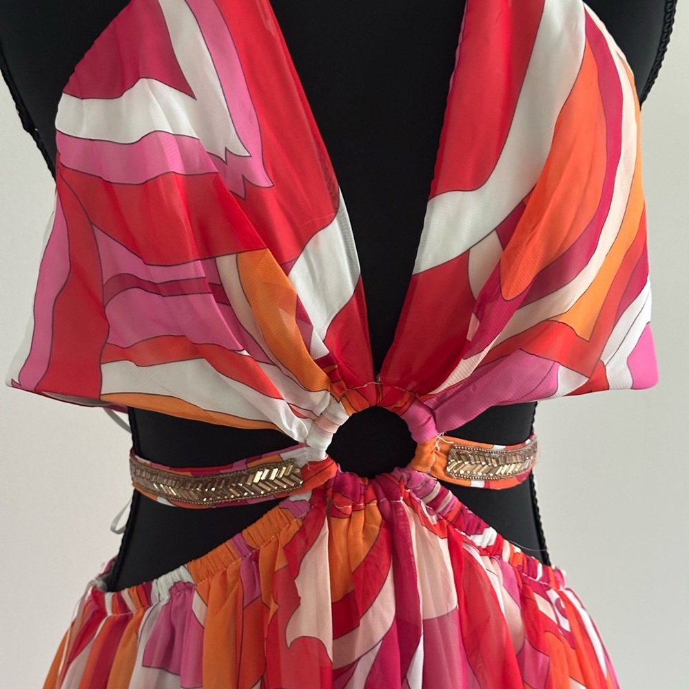 Vibrant Multicolor Halter Dress